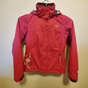 Orage Women’s Ski Jacket.  Pr1me/OT. Pink with Floral Design on Side